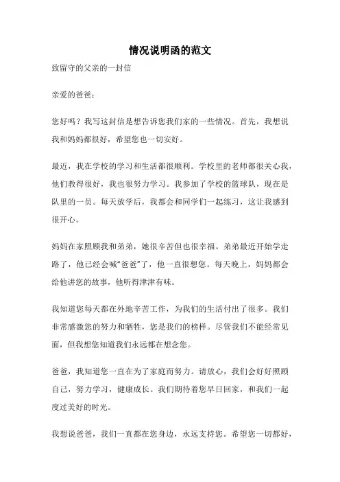 情况说明函的范文