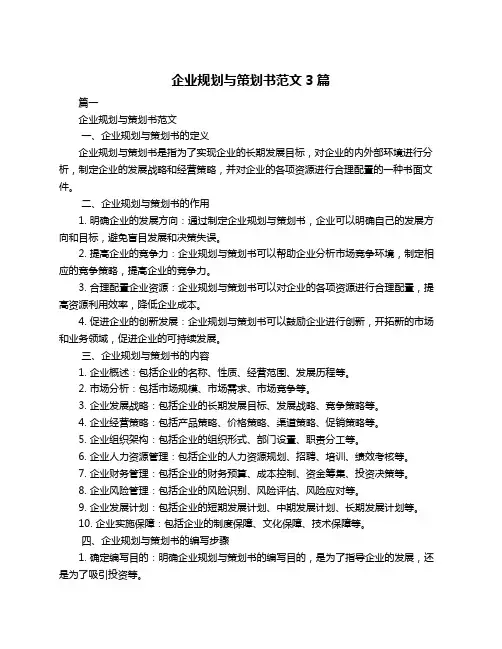 企业规划与策划书范文3篇