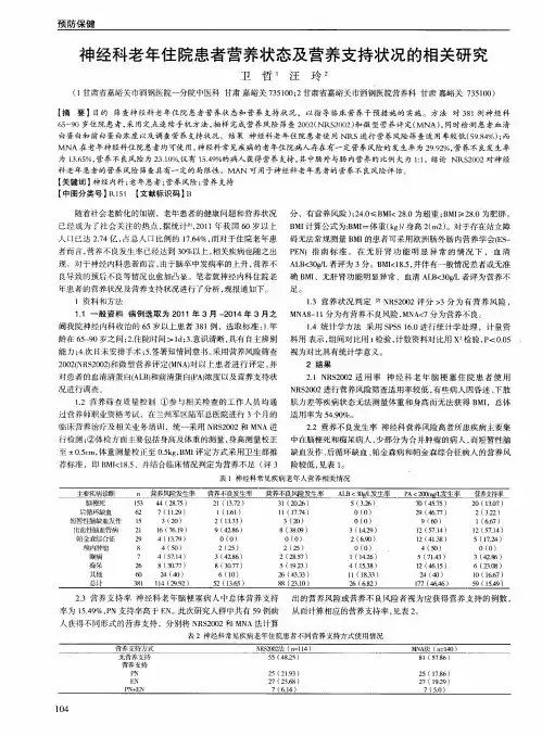 神经科老年住院患者营养状态及营养支持状况的相关研究