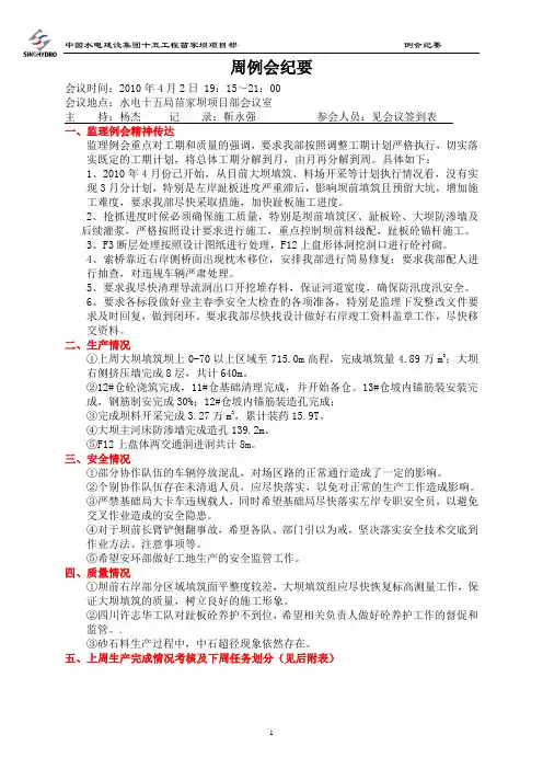 周例会纪要4.23