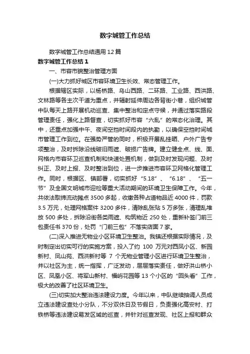 数字城管工作总结通用12篇