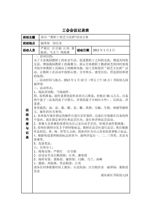工会会议记录表
