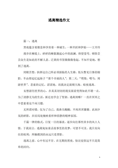 逃离精选作文