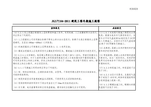 建筑工程冬期施工规程