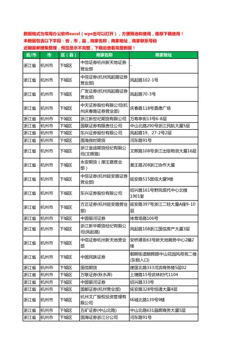 2020新版浙江省杭州市下城区证券工商企业公司商家名录名单黄页联系电话号码地址大全57家