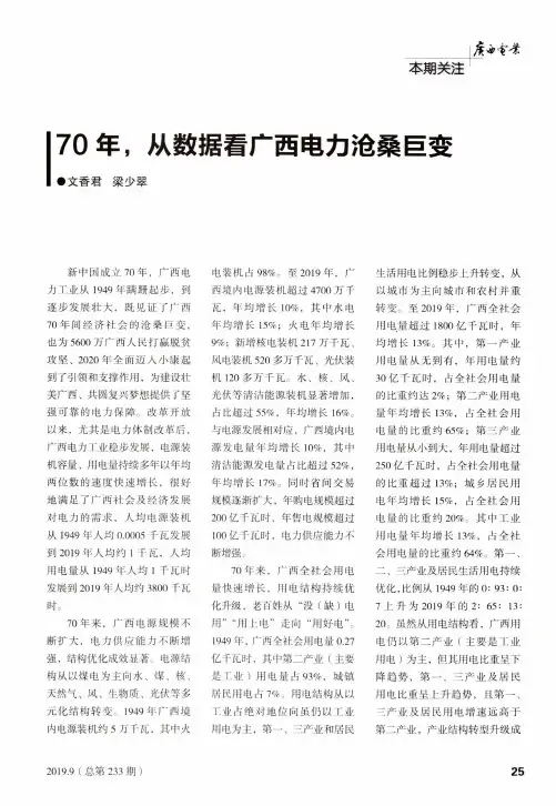 70年,从数据看广西电力沧桑巨变