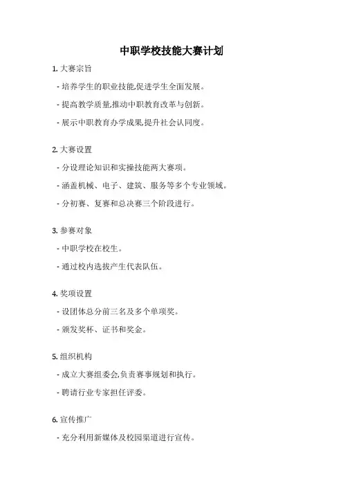 中职学校技能大赛计划