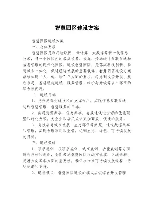 智慧园区建设方案