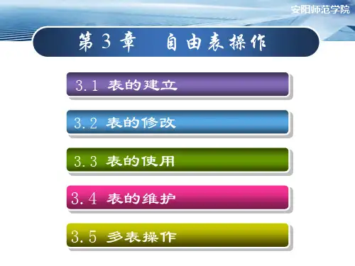 自由表操作