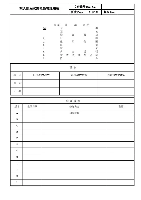 模具制程状态检验管理规范
