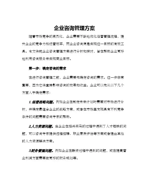 企业咨询管理方案