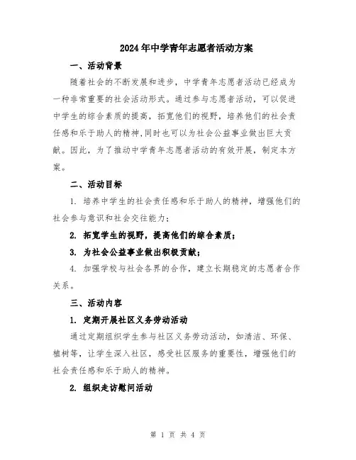 2024年中学青年志愿者活动方案