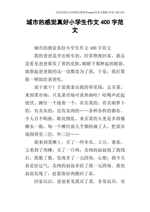 城市的感觉真好小学生作文400字范文