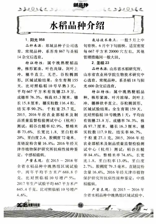 水稻品种介绍