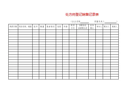 处方药登记销售记录表