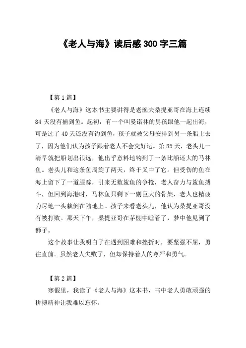 《老人与海》读后感300字三篇