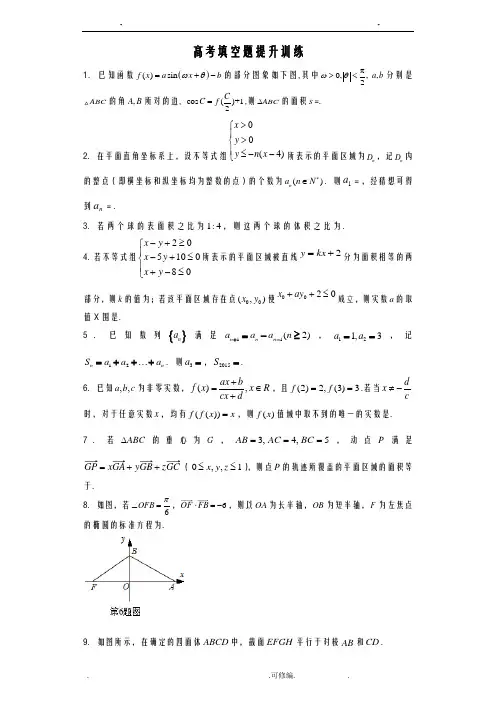高考数学填空题专项训练含详细答案