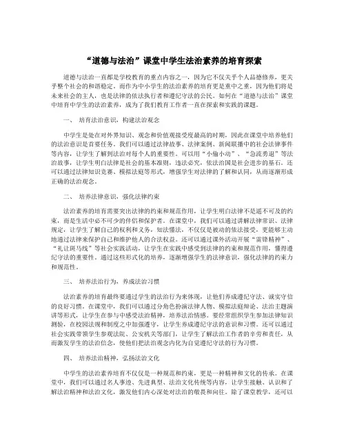 “道德与法治”课堂中学生法治素养的培育探索
