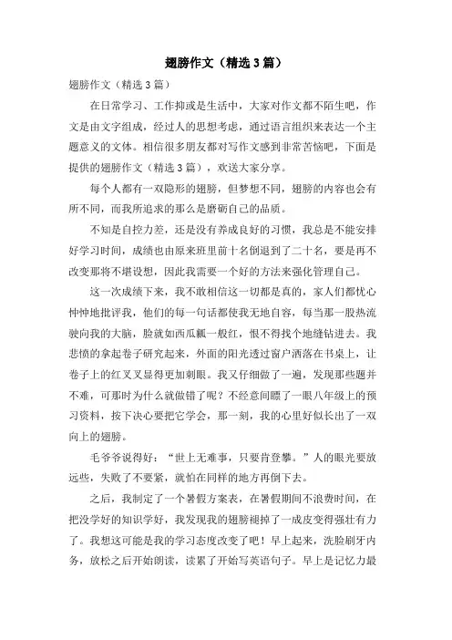 翅膀作文(3篇)