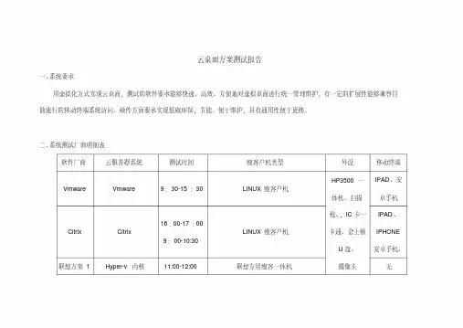 (完整版)虚拟化云桌面方案测试报告