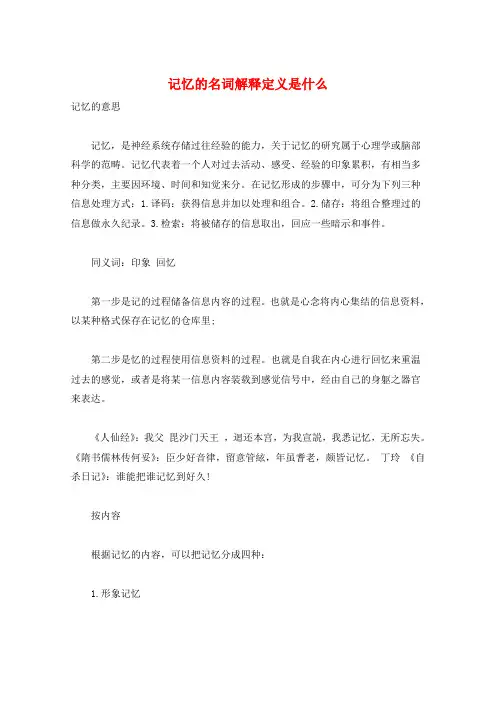 记忆的名词解释定义是什么