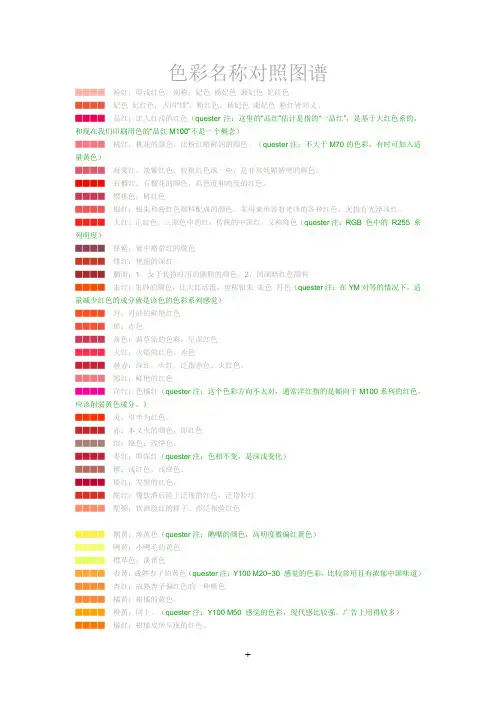 色彩名称对照图谱
