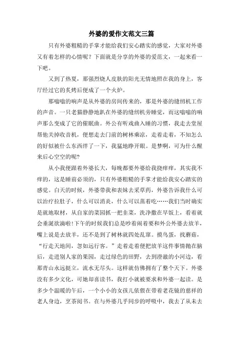 外婆的爱作文范文三篇