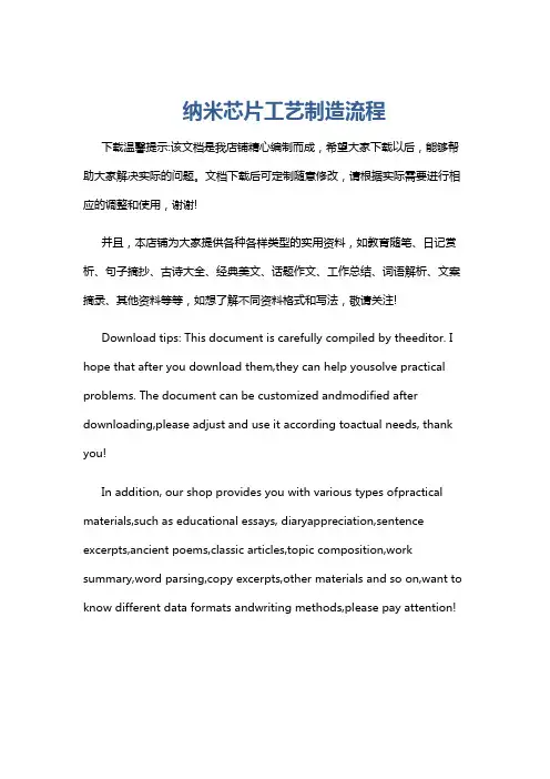 纳米芯片工艺制造流程