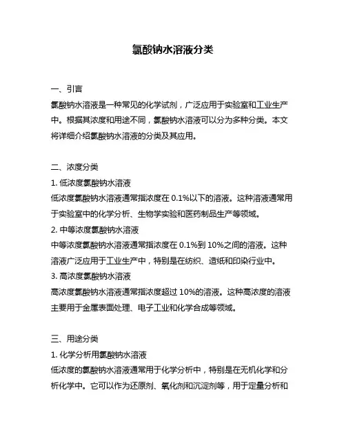 氯酸钠水溶液分类
