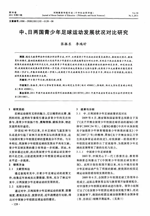 中、日两国青少年足球运动发展状况对比研究