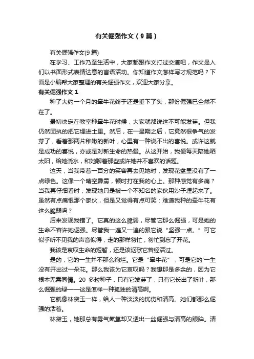 有关倔强作文（9篇）