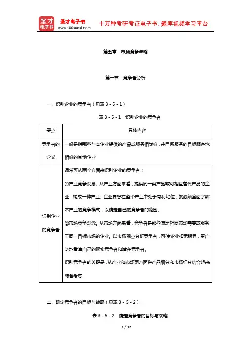 同等学力申硕《工商管理学科综合水平考试》复习全书-核心讲义(市场竞争战略)