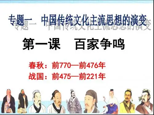 人民版必修三专题一 第一节 百家争鸣 54ppt