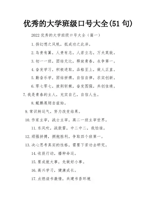 优秀的大学班级口号大全(51句)