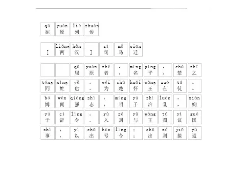 《屈原列传》拼音版,带全文注音(司马迁)-文言文