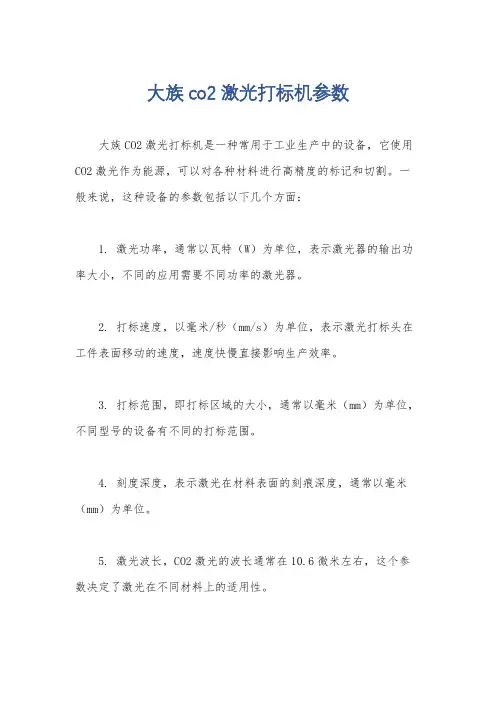 大族co2激光打标机参数