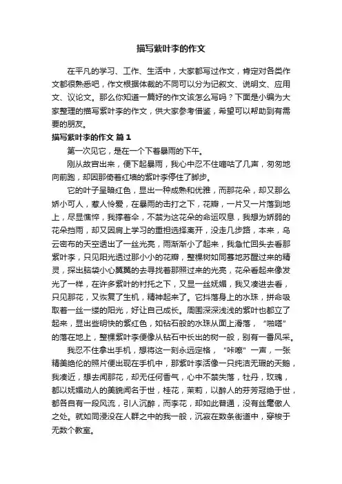 描写紫叶李的作文（通用11篇）