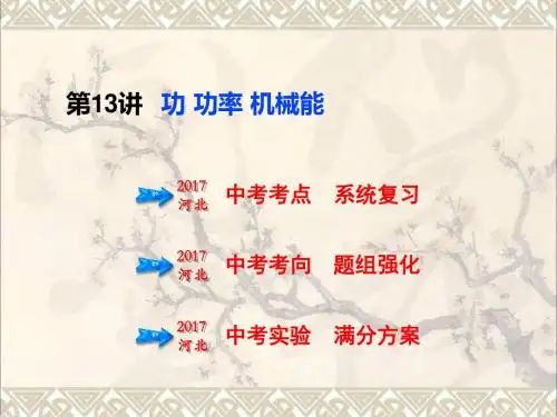 (河北专版)2017年中考物理总复习第13讲功功率机械能课件