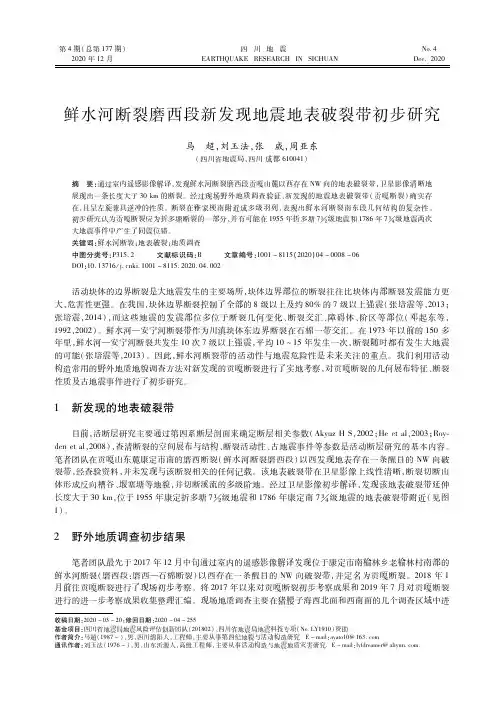 鲜水河断裂磨西段新发现地震地表破裂带初步研究