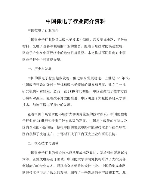 中国微电子行业简介资料
