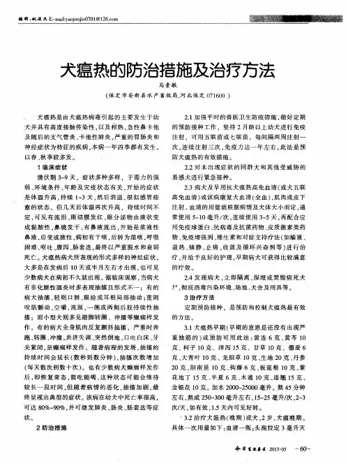 犬瘟热的防治措施及治疗方法