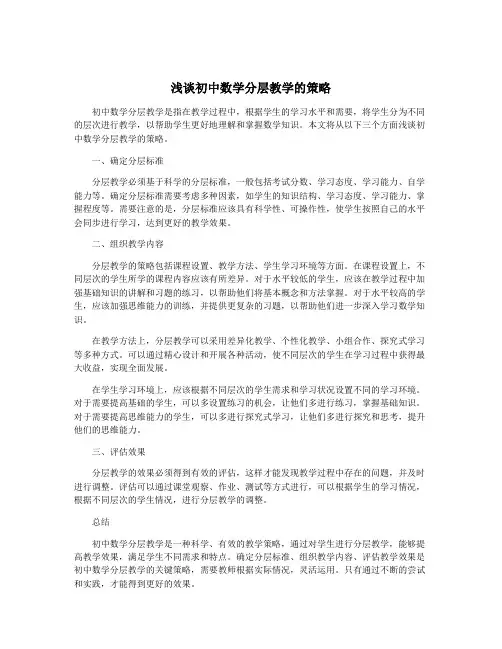 浅谈初中数学分层教学的策略