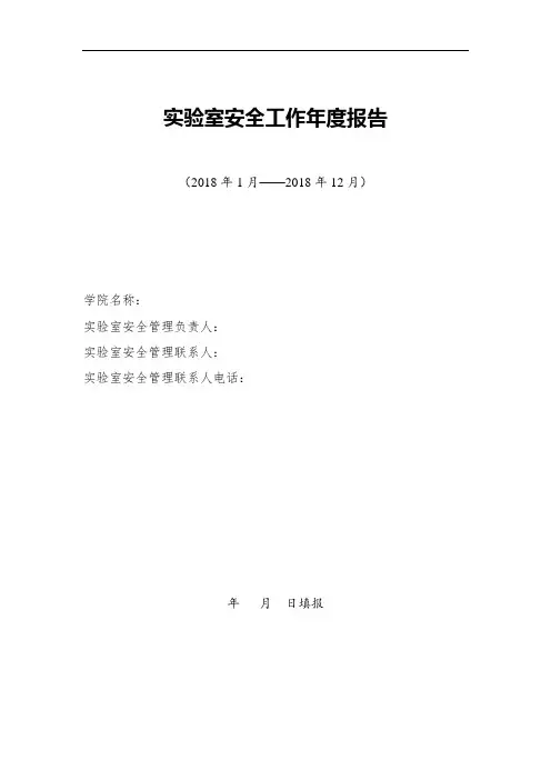 实验室安全工作年度报告