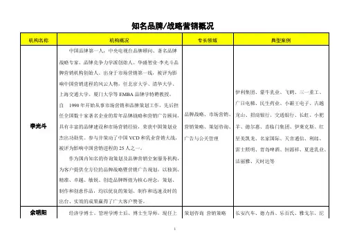 知名品牌战略专家库