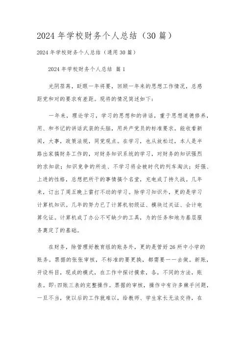 2024年学校财务个人总结(30篇)