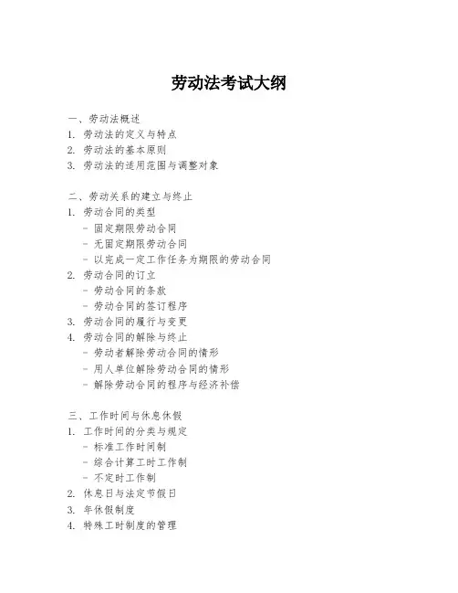 劳动法考试大纲