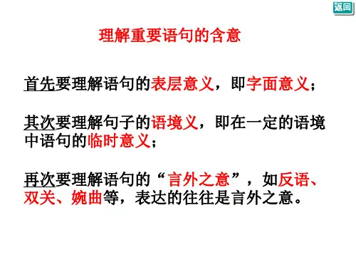 理解小说中重要语句的含意
