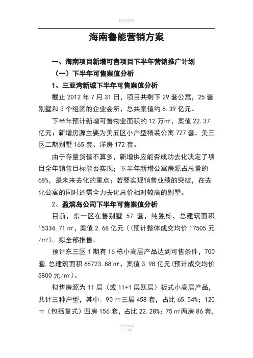 鲁能三亚湾营销方案