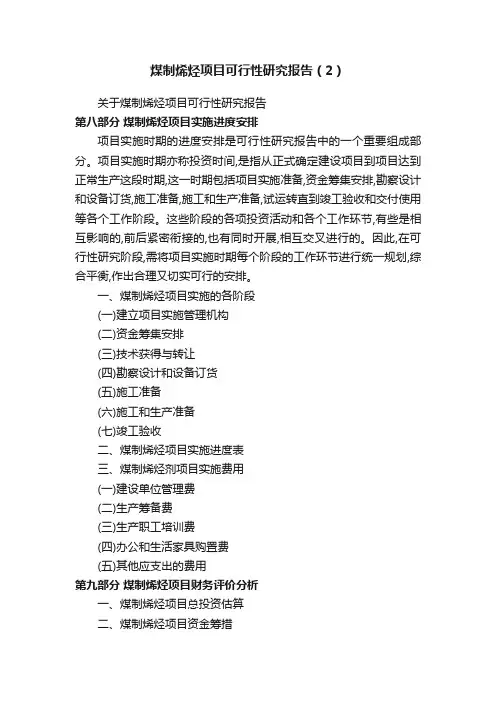 煤制烯烃项目可行性研究报告（2）