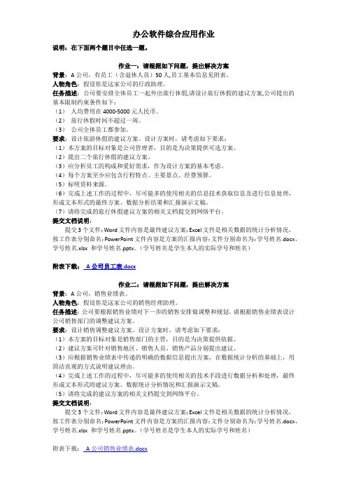 办公软件综合应用作业